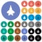 Jet fighter silhouette round flat multi colored icons