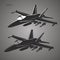 Jet fighter vector illustration. Military aircraft. Carrier-based aircraft.