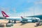 Jet flights dock in Hong Kong International Airport