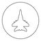 Jet plane fighter reactive pursuit military icon in circle round black color vector illustration image outline contour line thin