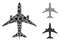 Jet plane Mosaic Icon of Rugged Pieces