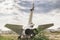 Jet plane stands at an abandoned airfield