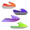 Jet ski icons set, cartoon style