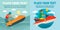 Jet ski Jet ski banner set, flat style