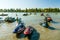 Jet ski racers getting ready for racing at South Russian Aquabike Championship