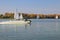 Jet ski and sailboats sailing on the Dnieper river in Kremenchug, Ukraine