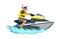 Jet ski water extreme sports, isolated design element for summer vacation activity concept, cartoon wave surfing, sea