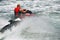 Jet skier riding waves on the Florida Intra-Coastal Waterway
