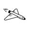 Jet weapon logo with an angry face like a predator. Vector cruise missile icon as kamikaze drone