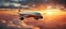 Jetliner gracefully soaring above stunning sunset clouds travel and adventure concept in the sky