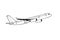 Jetliner or jet airliner drawing on white background