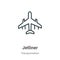Jetliner outline vector icon. Thin line black jetliner icon, flat vector simple element illustration from editable transportation