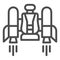 Jetpack line icon. Jetpack with a chair vector illustration isolated on white. Future technology outline style design