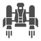 Jetpack solid icon. Jetpack with a chair vector illustration isolated on white. Future technology glyph style design