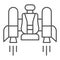 Jetpack thin line icon. Jetpack with a chair vector illustration isolated on white. Future technology outline style