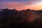 Jetrichovice, Czech Republic - Aerial view of Mariina Vyhlidka lookout with a Czech autumn landscape and colorful sunrise