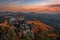 Jetrichovice, Czech Republic - Aerial view of Mariina Vyhlidka (Mary\\\'s view) lookout with Czech autumn sunrise