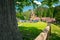 Jetrichovice, Czechia - 06.05.2021: Sunny summer day in rocky valley village in Bohemian Switzerland