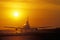 Jets during sunset at the LAX Los Angeles Airport, California