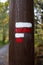 Jette, Brussels Capital Region, Belgium, Red and white sign, marking the GR, long distance walking trails