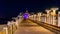 On the jetty of blankenberge beach, belgium, popular city architecture by night