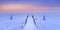 Jetty on a frozen lake in The Netherlands at sunrise