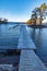 Jetty full of ice in a lake