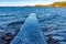 Jetty full of ice in a lake