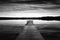Jetty at lake Starnberger See, Germany, black and white