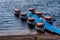 Jetty with pleasure boats on Lake Titisee in the Black Forest, Germany