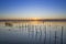 Jetty of saler lake at sunset, in the lagoon