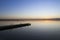 Jetty of saler lake at sunset, in the lagoon