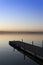 Jetty of saler lake at sunset, in the lagoon