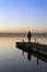 Jetty of saler lake at sunset, in the lagoon