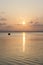 Jetty of saler lake at sunset, in the lagoon