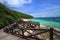 Jetty to a tropical beach on island