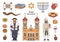 Jew symbol set - traditional Jewish food, clothes and religious objects