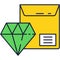 Jewel brilliant gem and pocket parcel vector icon