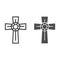 Jewel cross line and glyph icon. Pendant cross with gemstone vector illustration isolated on white. Jewellery outline