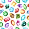 Jewel gems pattern. Crystal gemstone, jewels game gemstone, luxury brilliant, sapphire and ruby gems seamless vector