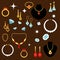 Jewelleries and gemstones flat icons