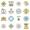 Jewellery icon set line color vector