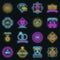 Jewellery icon set vector neon