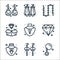 jewellery line icons. linear set. quality vector line set such as earring, earring, necklace, diamond, necklace, diamond, chain,