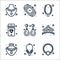 jewellery line icons. linear set. quality vector line set such as necklace, necklace, necklace, crown, earring, mobile, watch