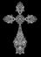 Jewelry antique Christian Crosses decorated with diamonds, isolated on black, vector eps10