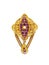 Jewelry, decorative gilded brooch with small lilac stones