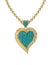 Jewelry design fancy heart set witn feather and turquoise gold pendant.