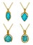 Jewelry design modern art set with turquoise gold pendant.