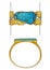 Jewelry design modern art turquoise gold bangle.